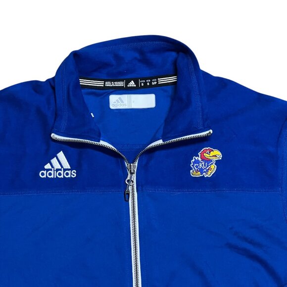 Kansas Jayhawks Adidas Women's Full Zip Blue Jacket Size Small Collared Pockets - Picture 4 of 4